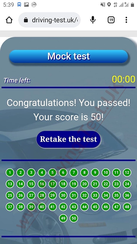 English Driving Theory Test - Free Mock Test